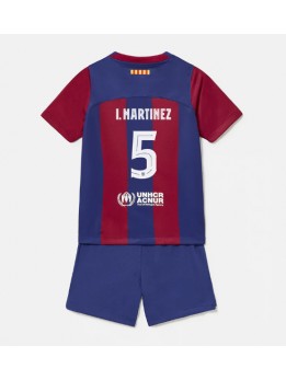 Barcelona Inigo Martinez #5 Replika Hemmakläder Barn 2023-24 Kortärmad (+ byxor)